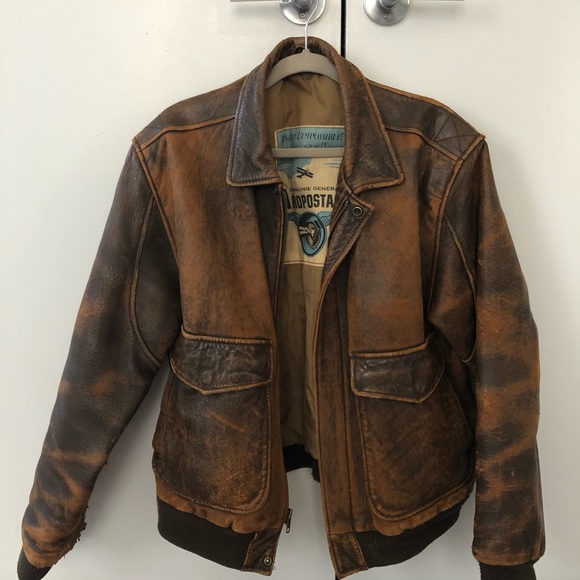 distressed leather bomber jacket